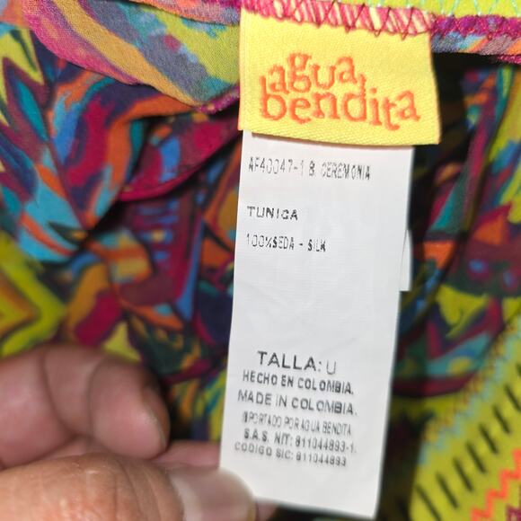 Agua Bendita Silk Chromatic Tribal Ceremonia Tunica Cover-Up One Size - Picture 6 of 7
